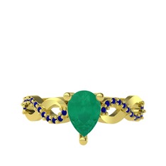 Kök zümrüt ve lab safir 925 ayar altın kaplama gümüş yüzük