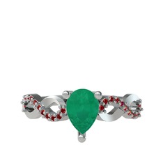 Fern Sonsuzluk Yüzük - Kök zümrüt ve garnet 8 ayar beyaz altın yüzük #1w9re1m