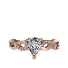 Beyaz zirkon ve swarovski 18 ayar rose altın yüzük