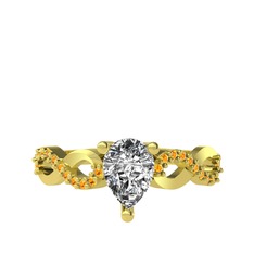 Fern Sonsuzluk Yüzük - Swarovski ve sitrin 14 ayar altın yüzük #1xl1wpi