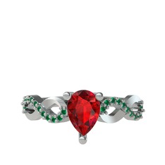 Fern Sonsuzluk Yüzük - Garnet ve yeşil kuvars 14 ayar beyaz altın yüzük #1ytv8ne