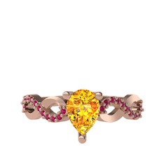 Fern Sonsuzluk Yüzük - Sitrin ve rodolit garnet 8 ayar rose altın yüzük #1yy5ov1