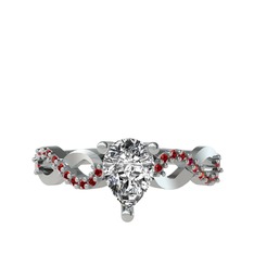 Fern Sonsuzluk Yüzük - Beyaz zirkon ve garnet 8 ayar beyaz altın yüzük #25174k