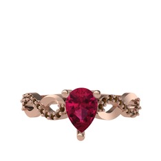 Rodolit garnet ve dumanlı kuvars 14 ayar rose altın yüzük