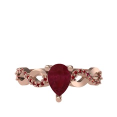 Fern Sonsuzluk Yüzük - Kök yakut ve garnet 925 ayar rose altın kaplama gümüş yüzük #3bzltw