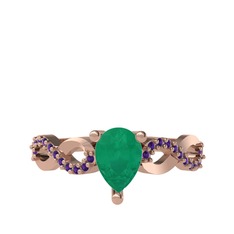 Fern Sonsuzluk Yüzük - Kök zümrüt ve ametist 18 ayar rose altın yüzük #5hdulo