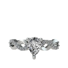Swarovski ve pırlanta 18 ayar beyaz altın yüzük (0.176 karat)