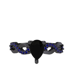 Siyah zirkon ve lab safir 925 ayar siyah rodyum kaplama gümüş yüzük