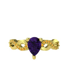 Fern Sonsuzluk Yüzük - Ametist ve sitrin 14 ayar altın yüzük #6hzti