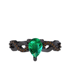 Yeşil kuvars ve dumanlı kuvars 925 ayar siyah rodyum kaplama gümüş yüzük