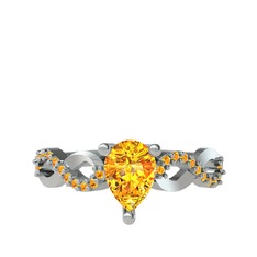 Fern Sonsuzluk Yüzük - Sitrin 14 ayar beyaz altın yüzük #7ry2w