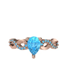 Fern Sonsuzluk Yüzük - Akuamarin 8 ayar rose altın yüzük #8rfgh0