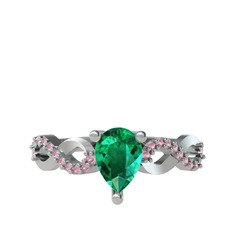 Fern Sonsuzluk Yüzük - Yeşil kuvars ve pembe kuvars 8 ayar beyaz altın yüzük #9lm65j