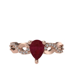 Fern Sonsuzluk Yüzük - Kök yakut ve swarovski 8 ayar rose altın yüzük #9m3q27