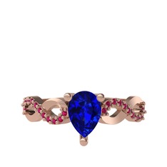 Fern Sonsuzluk Yüzük - Lab safir ve rodolit garnet 18 ayar rose altın yüzük #atbexm