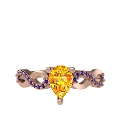 Fern Sonsuzluk Yüzük - Sitrin ve ametist 18 ayar rose altın yüzük #b091ax