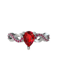 Garnet ve rodolit garnet 18 ayar beyaz altın yüzük