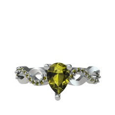 Fern Sonsuzluk Yüzük - Peridot 8 ayar beyaz altın yüzük #bqj3zf