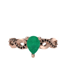 Fern Sonsuzluk Yüzük - Kök zümrüt ve siyah zirkon 18 ayar rose altın yüzük #c25vaf
