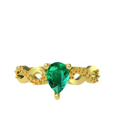 Fern Sonsuzluk Yüzük - Yeşil kuvars ve sitrin 925 ayar altın kaplama gümüş yüzük #cbohys