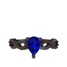 Fern Sonsuzluk Yüzük - Lab safir ve dumanlı kuvars 925 ayar siyah rodyum kaplama gümüş yüzük #cjpls0