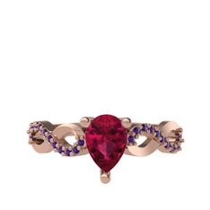 Rodolit garnet ve ametist 8 ayar rose altın yüzük