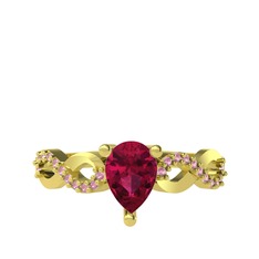 Fern Sonsuzluk Yüzük - Rodolit garnet ve pembe kuvars 14 ayar altın yüzük #dr9p02