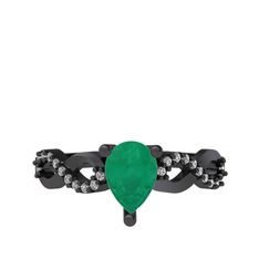 Fern Sonsuzluk Yüzük - Kök zümrüt ve swarovski 925 ayar siyah rodyum kaplama gümüş yüzük #dtdukk