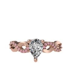Swarovski ve pembe kuvars 18 ayar rose altın yüzük