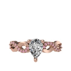 Fern Sonsuzluk Yüzük - Swarovski ve pembe kuvars 18 ayar rose altın yüzük #e44ivm