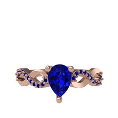 Lab safir 925 ayar rose altın kaplama gümüş yüzük