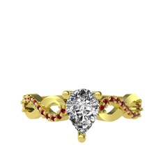 Swarovski ve garnet 18 ayar altın yüzük