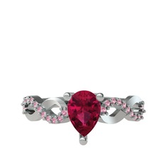 Fern Sonsuzluk Yüzük - Rodolit garnet ve pembe kuvars 18 ayar beyaz altın yüzük #fkr3eh