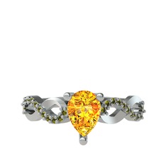 Fern Sonsuzluk Yüzük - Sitrin ve peridot 18 ayar beyaz altın yüzük #ftb9zc