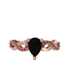 Siyah zirkon ve rodolit garnet 8 ayar rose altın yüzük