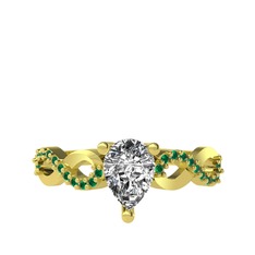 Fern Sonsuzluk Yüzük - Swarovski ve yeşil kuvars 8 ayar altın yüzük #h725ew