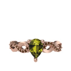 Fern Sonsuzluk Yüzük - Peridot ve dumanlı kuvars 8 ayar rose altın yüzük #hanjfv