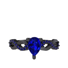 Lab safir 925 ayar siyah rodyum kaplama gümüş yüzük