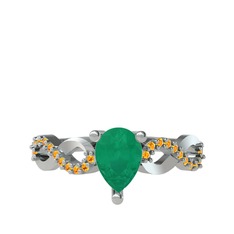 Fern Sonsuzluk Yüzük - Kök zümrüt ve sitrin 8 ayar beyaz altın yüzük #j2vpyq