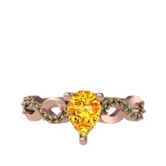 Sitrin ve peridot 8 ayar rose altın yüzük