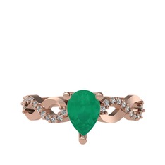 Fern Sonsuzluk Yüzük - Kök zümrüt ve swarovski 925 ayar rose altın kaplama gümüş yüzük #jn6n4i