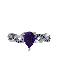 Fern Sonsuzluk Yüzük - Ametist ve lab safir 18 ayar beyaz altın yüzük #jxl9i1