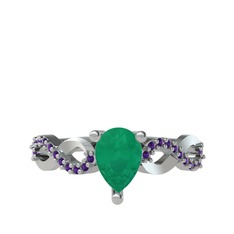 Fern Sonsuzluk Yüzük - Kök zümrüt ve ametist 925 ayar gümüş yüzük #kvsyvs