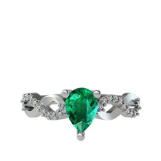 Fern Sonsuzluk Yüzük - Yeşil kuvars ve swarovski 8 ayar beyaz altın yüzük #ltjwkx