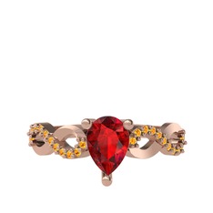 Fern Sonsuzluk Yüzük - Garnet ve sitrin 925 ayar rose altın kaplama gümüş yüzük #m1jaci