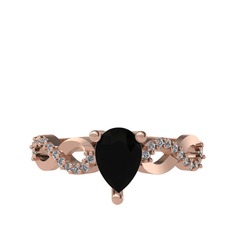 Fern Sonsuzluk Yüzük - Siyah zirkon ve pırlanta 14 ayar rose altın yüzük (0.176 karat) #mkusbn