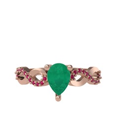 Fern Sonsuzluk Yüzük - Kök zümrüt ve rodolit garnet 14 ayar rose altın yüzük #mzdg0i