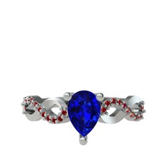 Fern Sonsuzluk Yüzük - Lab safir ve garnet 8 ayar beyaz altın yüzük #n1ahfa