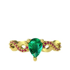 Fern Sonsuzluk Yüzük - Yeşil kuvars ve rodolit garnet 18 ayar altın yüzük #n1gvh6