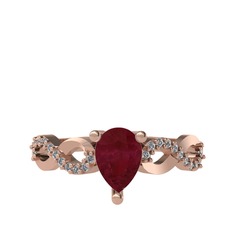 Fern Sonsuzluk Yüzük - Kök yakut ve pırlanta 8 ayar rose altın yüzük (0.176 karat) #opb8ao